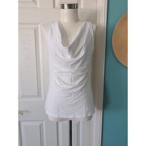 Ralph Lauren Sport Sleeveless Cowl Neck Top Pima Cotton White Sz 8(Snug) /6
